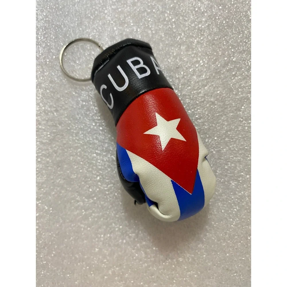 Cuba Mini Boxing Gloves Keychain Red White Blue Flag Souvenir Miscellaneous Item